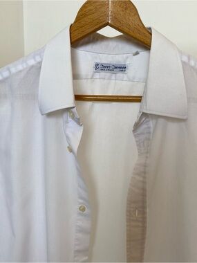 Pierre Clarence Vintage 100% Cotton White Button Down Shirt Made in France